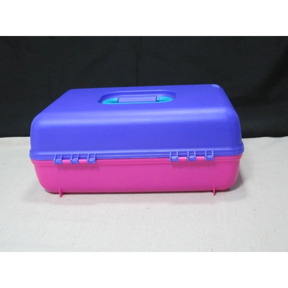 Vintage Caboodles Organizer Vanity Purple Pink Makeup Case Cosmetic Storage 2762